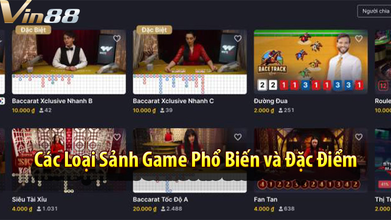 Các Loại Sảnh Game Phổ Biến và Đặc Điểm